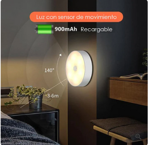 PACK DE 4 FOCOS LED CON SENSOR DE MOVIMIENTO RECARGABLE