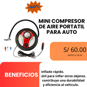 Mini comprensor de aire portátil para auto