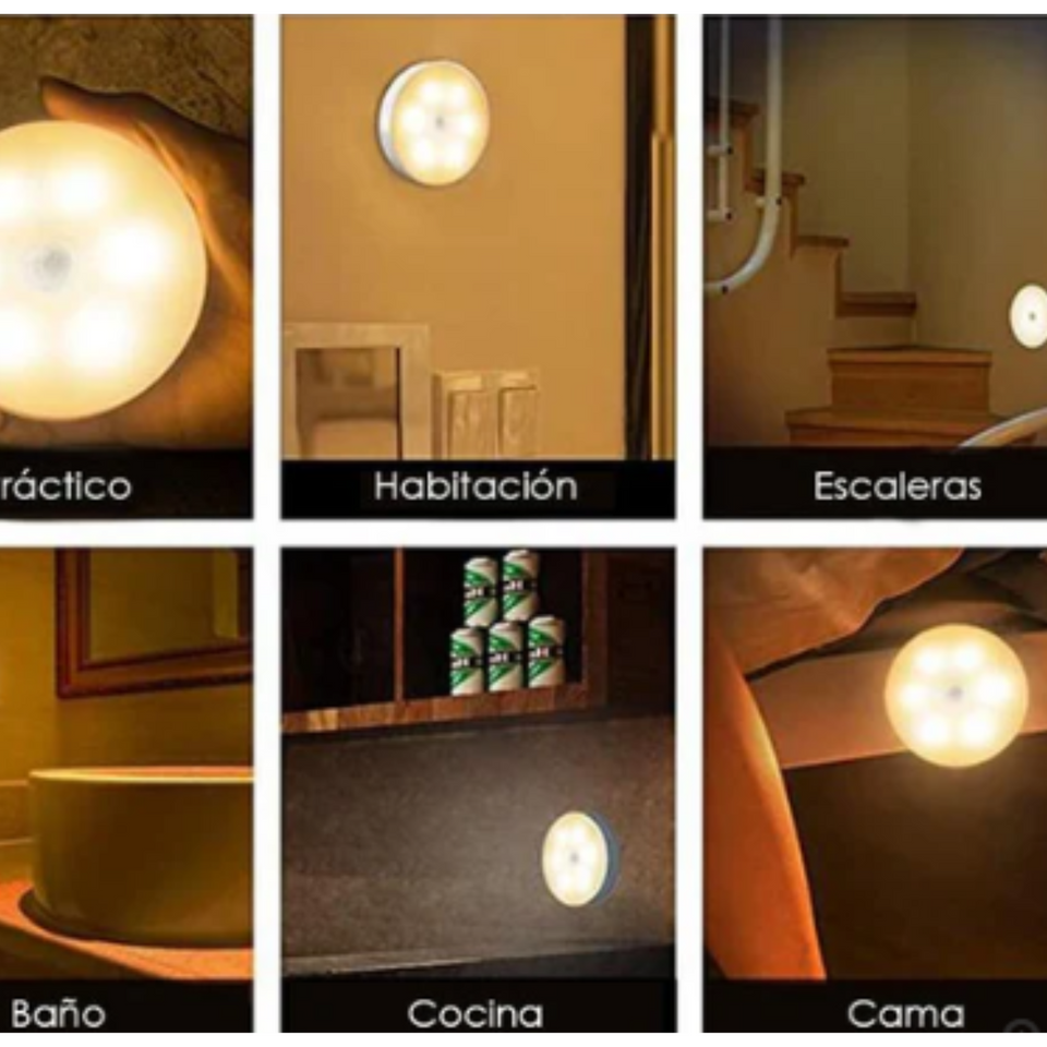 PACK DE 4 FOCOS LED CON SENSOR DE MOVIMIENTO RECARGABLE